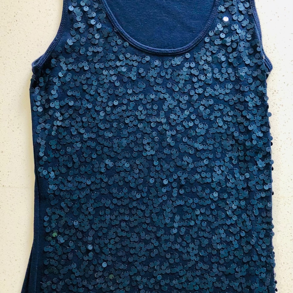 "Apt 9" blue sequined tank top size small